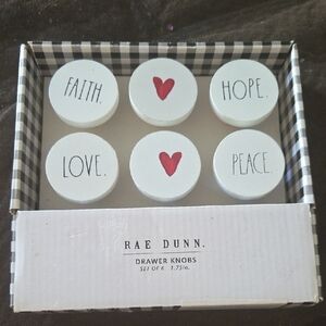 Rae Dunn White and Red Drawer Knobs Set